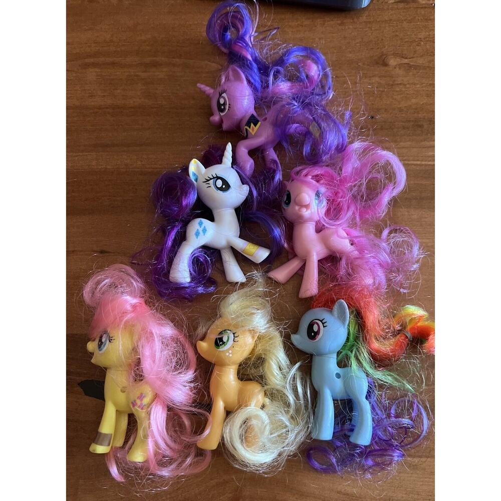 My Little Pony Figures Lot of 6 Purple White Pink Yellow Golden Blue 3”